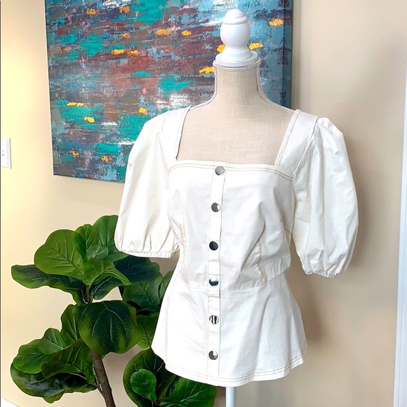 Eloquii Short sleeve Peplum w/ contrast stitching. - Picture 2 of 12